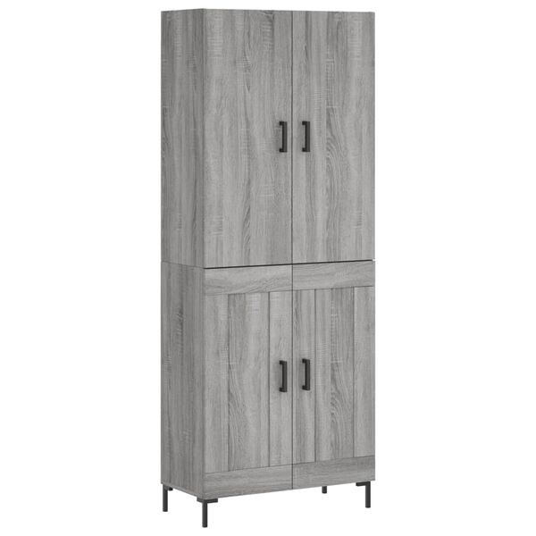 vidaXL Highboard gr&aring; sonoma 69,5x34x180 cm konstruert tre
