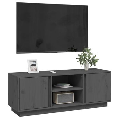 vidaXL TV-benk grå 110x35x40,5 cm heltre furu