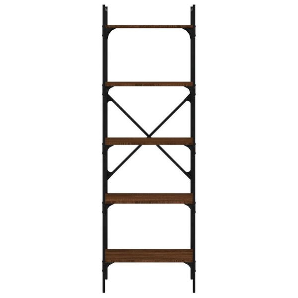 vidaXL Bokhylle 5 etasjer brun eik 56x31,5x174 cm konstruert tre