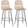 vidaXL Barstol 2 stk. Naturlig 44 x 55 x 109 cm Rattan og St&aring;l