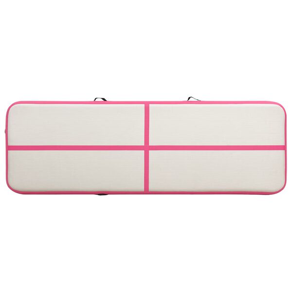 vidaXL Oppbl&aring;sbar gymnastikkmatte med pumpe 400x100x20 cm PVC rosa