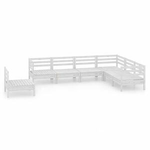 vidaXL Hagesofagruppe 7 deler hvit heltre furu