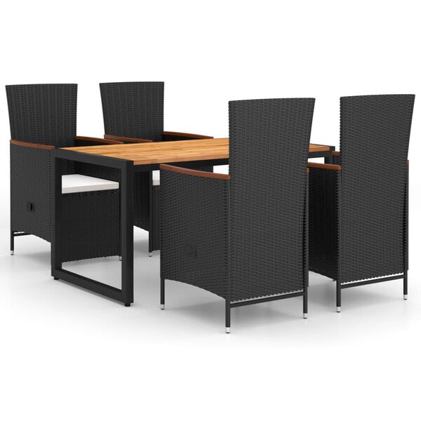 vidaXL Utend&oslash;rs spisestue 5 deler svart