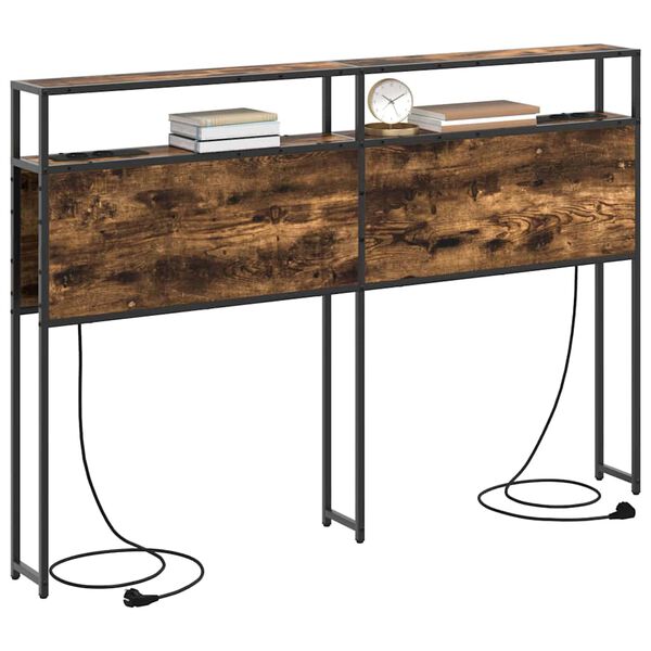 vidaXL Lagringshodegavl med hylle R&oslash;kt eik 150 cm Konstruert tre