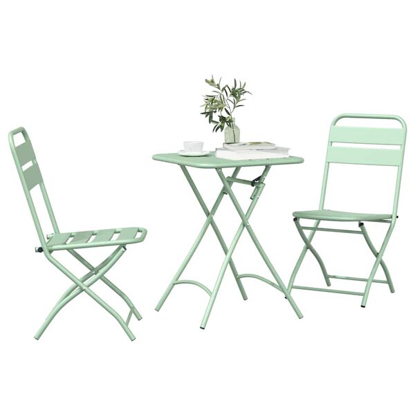 vidaXL Bistrosett 3 pcs Lys Mynte Stål