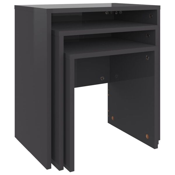 vidaXL Stablebare salongbord 3 stk høyglans grå konstruert tre