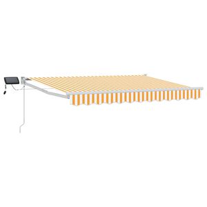 vidaXL Manuell utvidbar markise med LED-lamper Gul og hvit 2,5 x 2 m