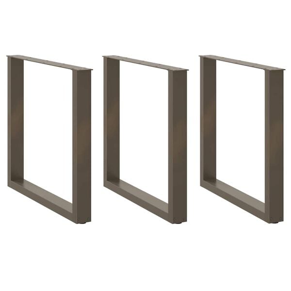 vidaXL Spisebordben U-formet 3 stk naturst&aring;l 90 x (72-73) cm st&aring;l