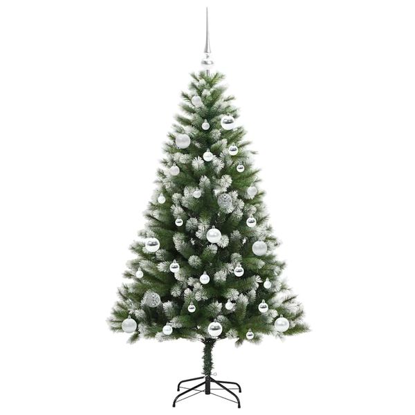vidaXL Kunstig leddet juletre med flocket sn&oslash; Gr&oslash;nn og hvit 150 cm