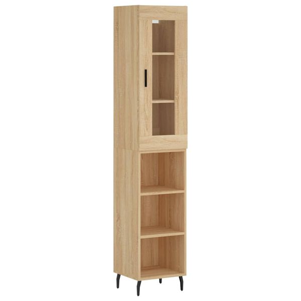 vidaXL Highboard sonoma eik 34,5x34x180 cm konstruert tre