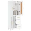 vidaXL Highboard hvit 69,5x34x180 cm konstruert tre