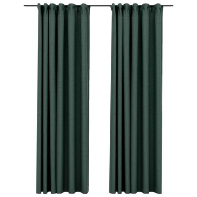 vidaXL Lystette gardiner kroker og lin-design 2 stk grønn 140x245 cm