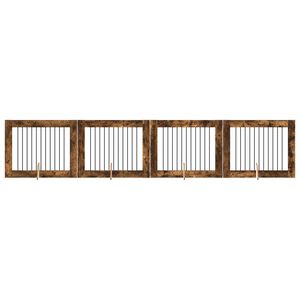vidaXL Hundegate med stender 4 pcs R&oslash;kt Eik 100 x 80 cm Konstruert tre