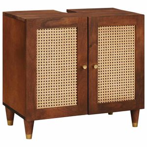 vidaXL Vaskeskap med hylle med d&oslash;r Brun 62 x 33 x 58 cm Konstruert tre