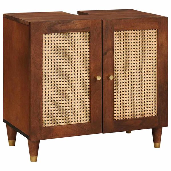 vidaXL Vaskeskap med hylle med d&oslash;r Brun 62 x 33 x 58 cm Konstruert tre