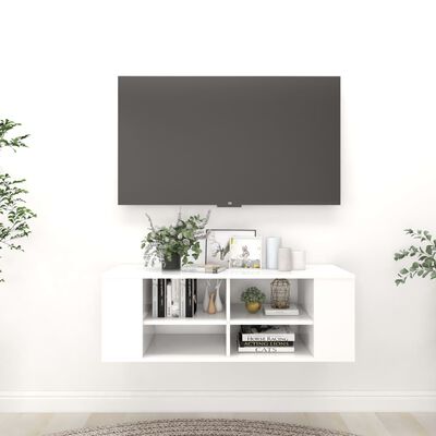 vidaXL Vegghengt TV-benk hvit 102x35x35 cm sponplate