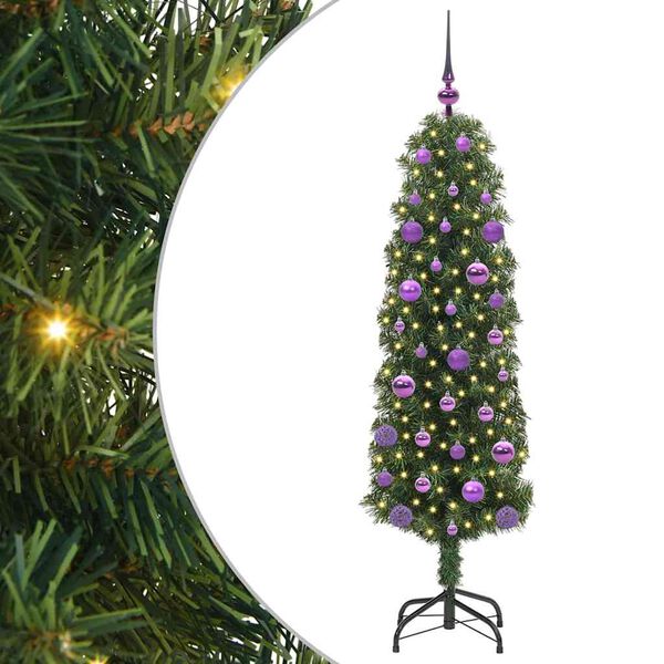 vidaXL Kunstig juletre med 150 LED gr&oslash;nn 150 cm PVC og st&aring;l og plast