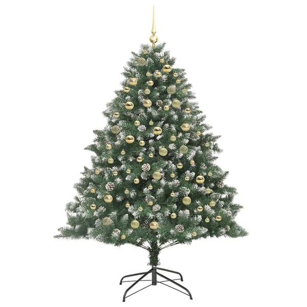 vidaXL Kunstig juletre med 300 LED gr&oslash;nn 180 cm PVC og plast og st&aring;l