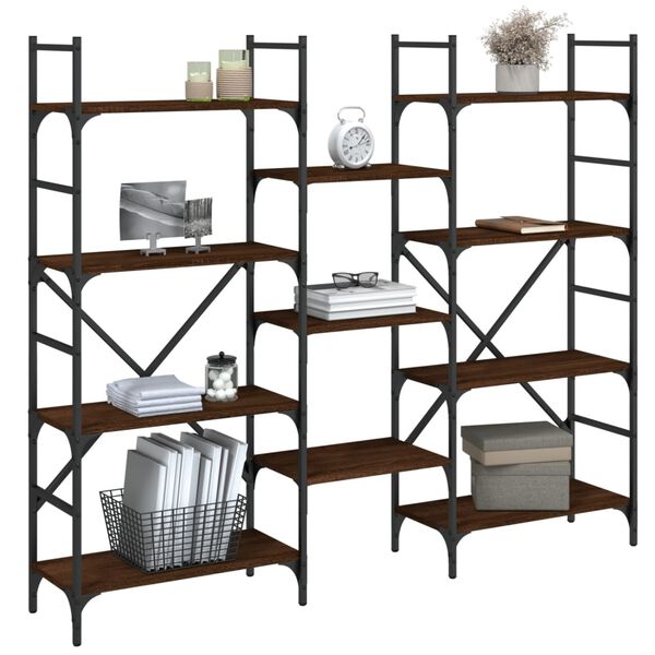 vidaXL Bokhylle brun eik 160x28,5x136,5 cm konstruert tre