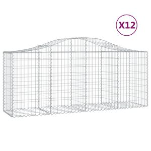 vidaXL Gabionkurver buede 12 stk 200x50x80/100 cm galvanisert jern