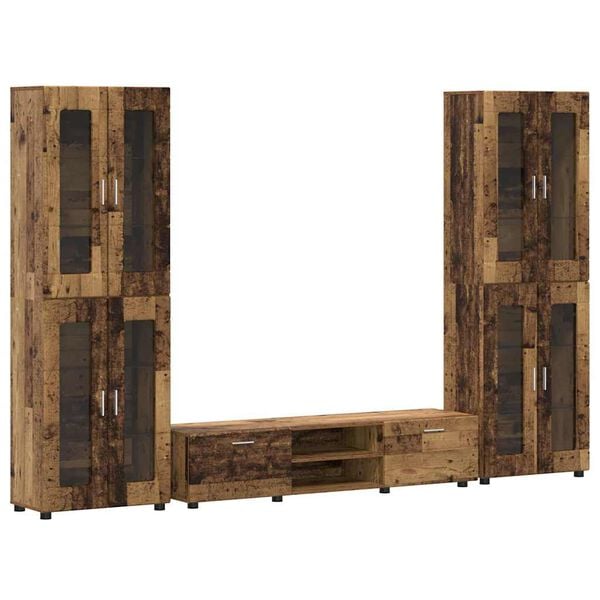 vidaXL TV-benksett med skuff med d&oslash;r FLORIN Gammelt tre Konstruert tre