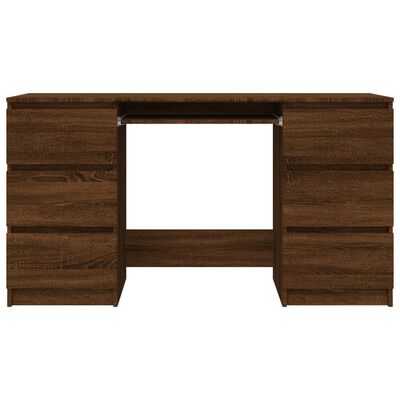 vidaXL Skrivebord brun eik 140x50x77 cm konstruert tre