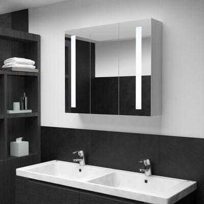vidaXL LED-speilskap til bad 89x14x62 cm