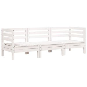 vidaXL Hagebenk 3-seters hvit heltre furu