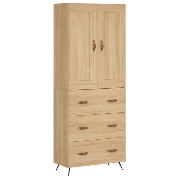 vidaXL Highboard sonoma eik 69,5x34x180 cm konstruert tre