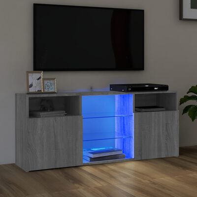 vidaXL TV-benk med LED-lys grå sonoma 120x30x50 cm