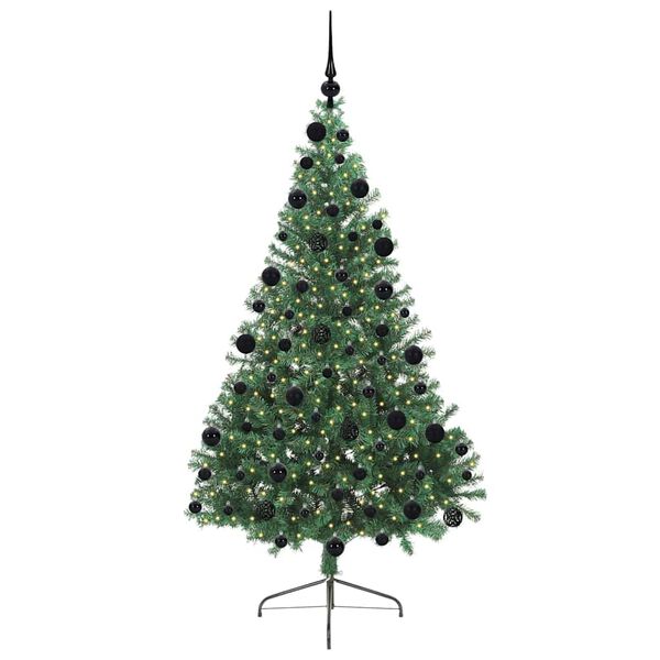 vidaXL Kunstig Forh&aring;ndsopplyst Juletre med 300 LED gr&oslash;nn 210 cm PVC