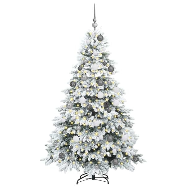 vidaXL Kunstig juletre med 300 LED med stativ Hvit 180 cm PE og PVC