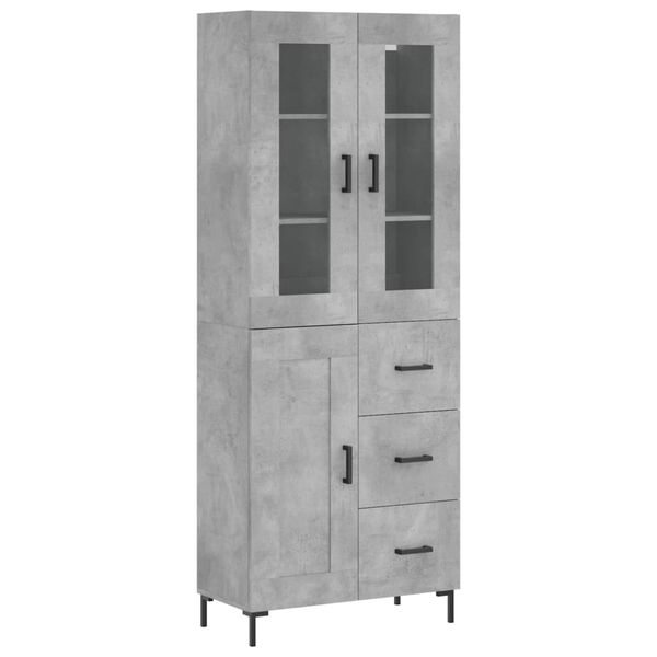 vidaXL Highboard betonggr&aring; 69,5x34x180 cm konstruert tre