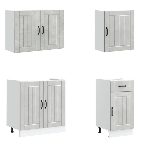 vidaXL Kj&oslash;kkenskapssett 7 deler Lucca betonggr&aring; konstruert tre