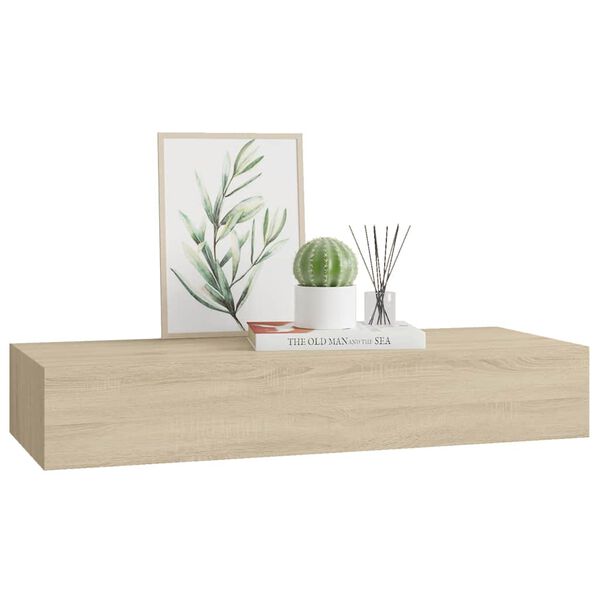 vidaXL Veggmontert skuffehylle eik 60x23,5x10 cm MDF