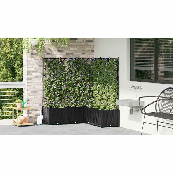 vidaXL Hageblomsterpotte 5 pcs Svart 120 x 120 x 143 cm St&aring;l