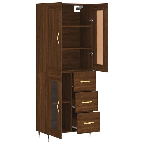 vidaXL Highboard brun eik 69,5x34x180 cm konstruert tre