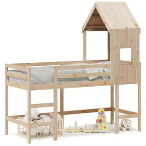 vidaXL K&oslash;yeseng med stige og tak 90x200 cm heltre furu