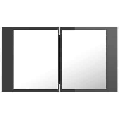 vidaXL LED-speilskap til baderom høyglans grå 80x12x45 cm akryl
