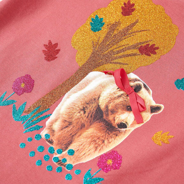 T-skjorte for barn med lange ermer gammelrosa 104