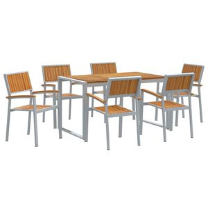 vidaXL Hage Spisegruppe 7 stk. Gr&aring; Solid akasietre