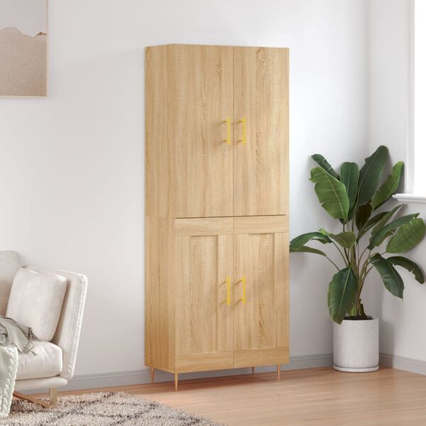 vidaXL Highboard sonoma eik 69,5x34x180 cm konstruert tre