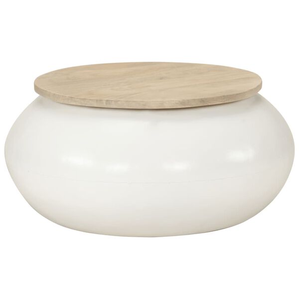 vidaXL Salongbord hvit 51x51x27 cm heltre mango