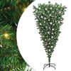vidaXL Opp-ned kunstig forh&aring;ndsbelyst juletre med kule sett 210 cm PVC