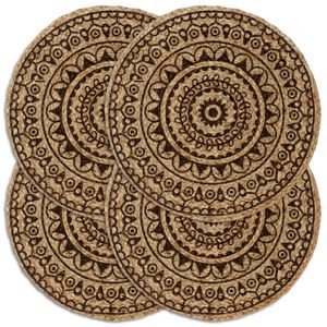 vidaXL Bordmatter 4 stk m&oslash;rkebrun 38 cm rund jute