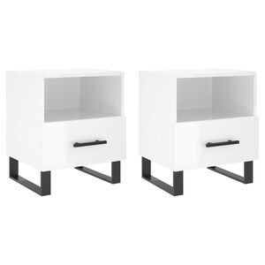 vidaXL Nattbord 2 stk h&oslash;yglans hvit 40x35x47,5 cm konstruert tre