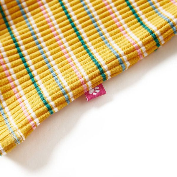 T-skjorte for barn med lange ermer halvh&oslash;y hals oker 104