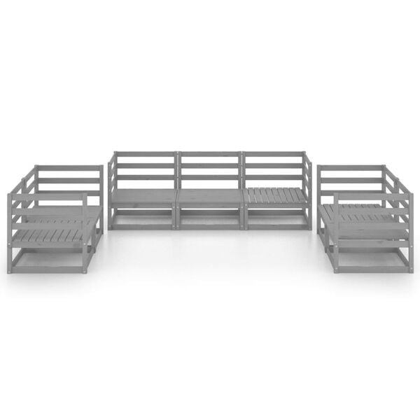 vidaXL Hagesofagruppe 7 deler gr&aring; heltre furu