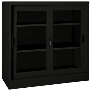 vidaXL Skap med skyved&oslash;r 90x40x90 cm st&aring;l svart