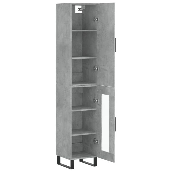 vidaXL Highboard betonggr&aring; 34,5x34x180 cm konstruert tre